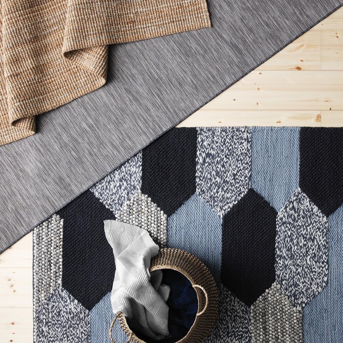 Different rugs made of different materials.