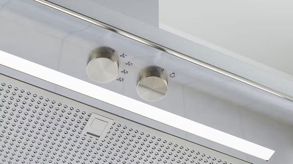 digestoř s LED osvětlením a dvěma ovládacími tlačítky