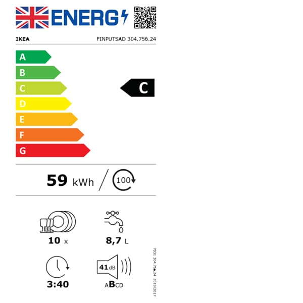 Dishwasher energy efficiency rating label
