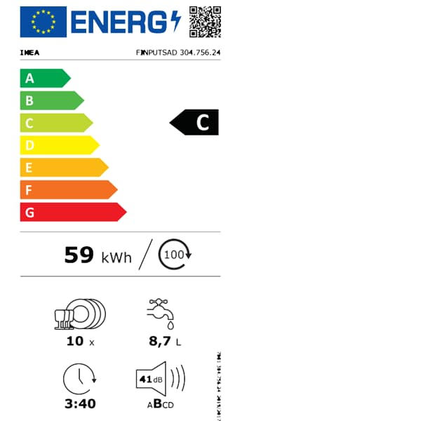 Dishwasher energy efficiency rating label