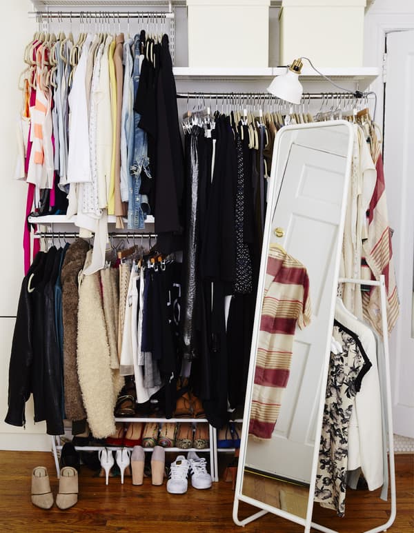 Display your clothes with open storage.