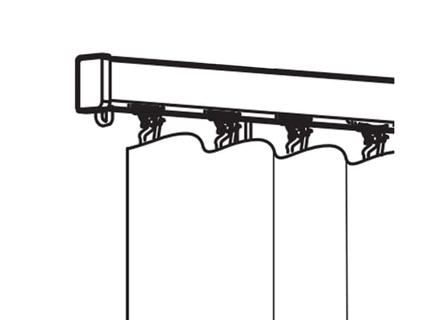 Drawing of a VIDGA single track curtain rail. 