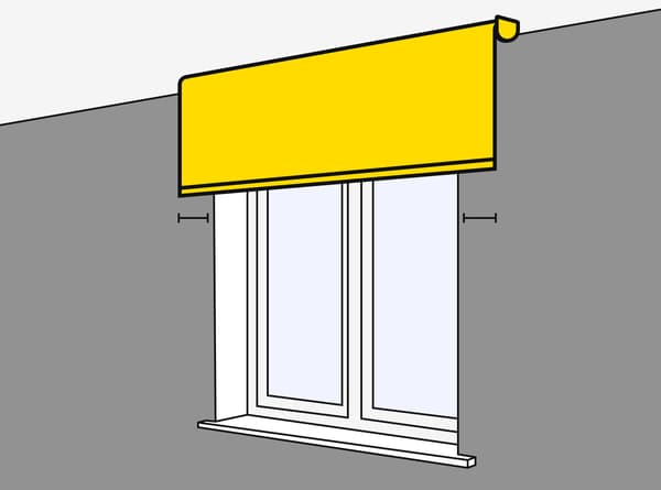 Eine Abbildung eines Fensters ist zu sehen in der gezeigt wird wie man richtig die Rollos fürs Fenster misst.