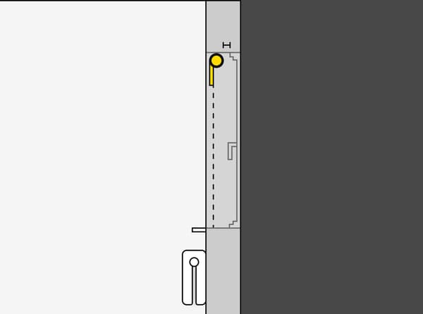 Eine Abbildung eines Fensters ist zu sehen in der gezeigt wird wie man richtig die Rollos fürs Fenster misst.