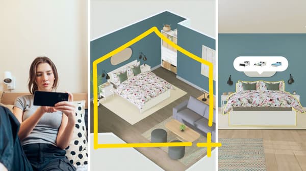 Eine Person designt mit dem 3D-Tool IKEA Kreativ ihr Schlafzimmer