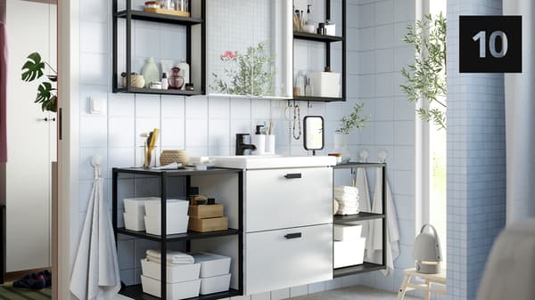 ENHET bathroom system – A personalized bathroom at a low price with a 10-year guarantee.
