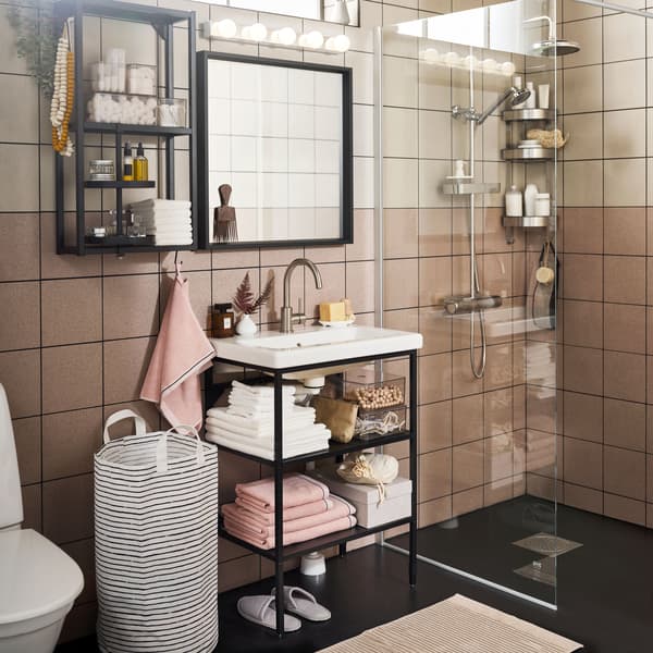 ENHET bathroom with cabinet and bathroom accessories