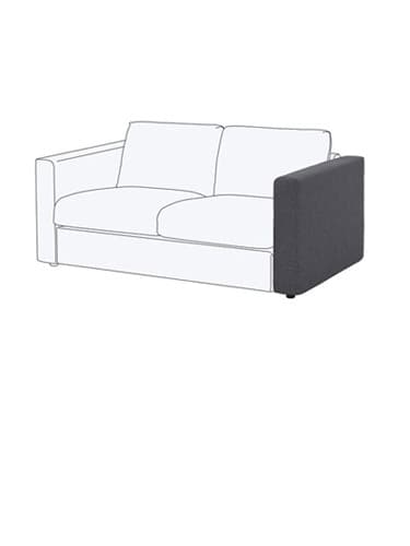 Et smalt armlæn til VIMLE sofa i mørk grå.
