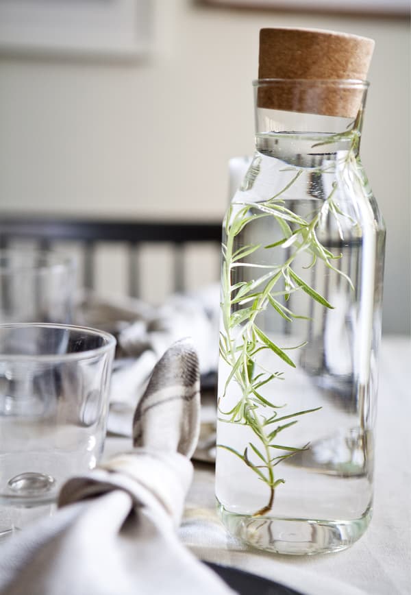 Fill a carafe or pitcher with water