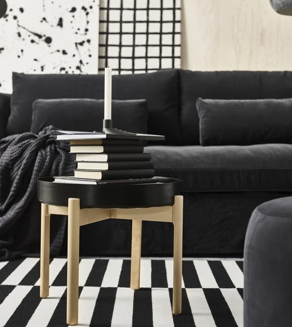 For even more Scandinavian home decor, IKEA worked with HAY, a Danish design firm. Together we made pieces like YPPERLIG coffee table with a round, dark grey steel top sitting on solid birch legs.