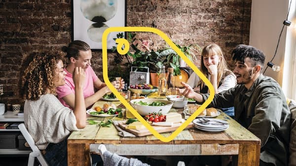 Four people are eating.