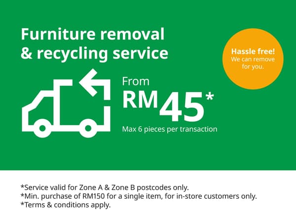 Furniture removal & recycling from RM45