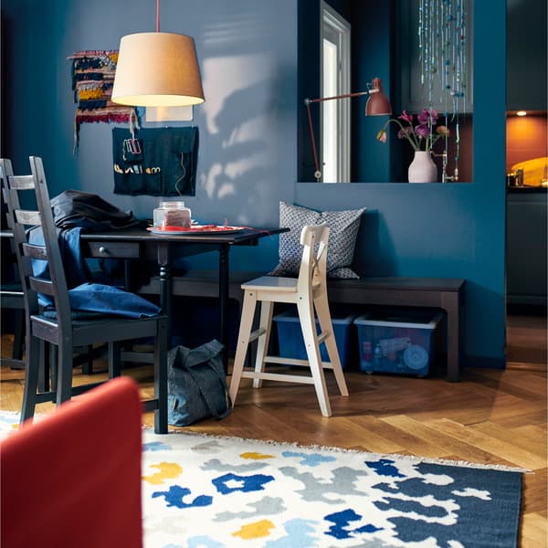 Get a flexible dining spot with IKEA INGATORP black-brown drop-leaf table. Want extra space? Just pull up one or two leaves!