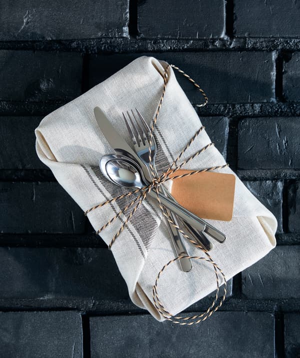 Gift wrapped in an IKEA VARDAGEN 100% linen tea towel.
