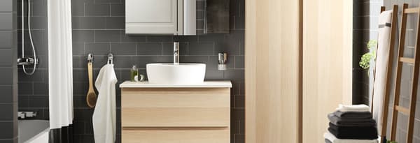 GODMORGON wash-stand with 2 drawers 80x47x58 cm white stained oak effect.