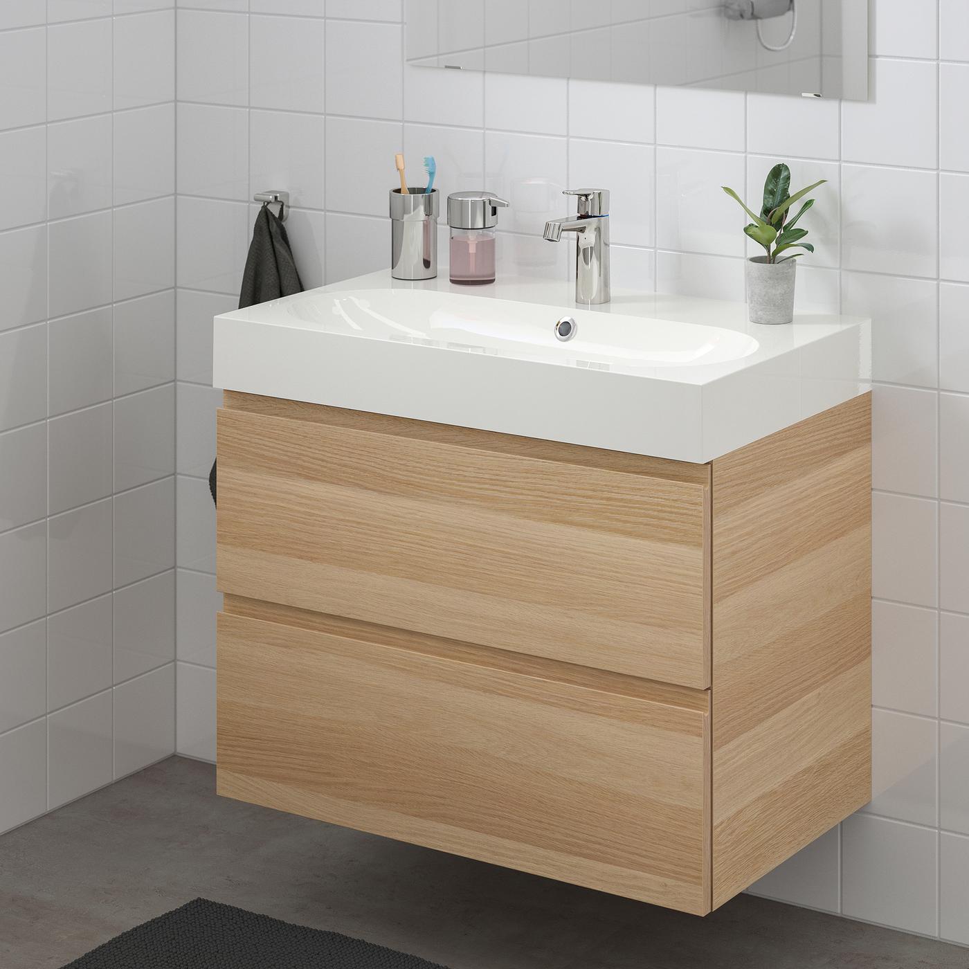 GODMORGON wash stand with 2 drawers with oak effect.