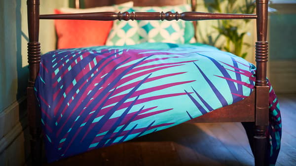 GRACIÖS 	quilt cover and pillowcase 150x200/50x60 cm tile pattern/turquoise