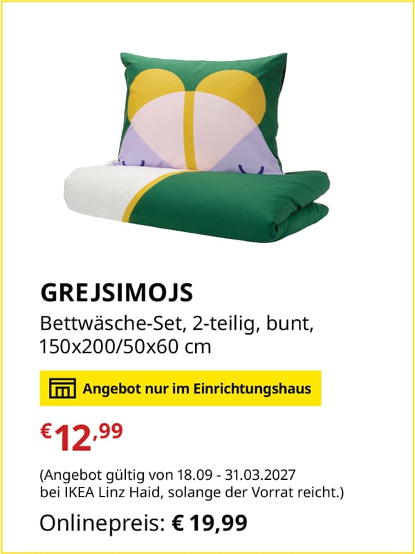 GREJSIMOJS Bettwäsche-Set, 2-teilig, bunt, 150x200/50x60 cm