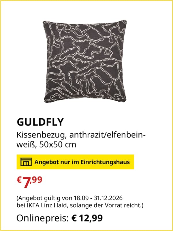 GULDFLY Kissenbezug, anthrazit/elfenbeinweiß, 50x50 cm 