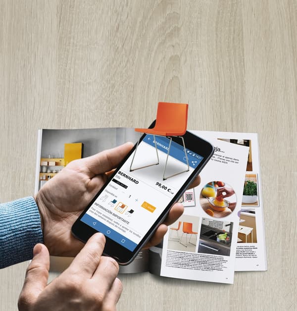 hands holding IKEA mobile app