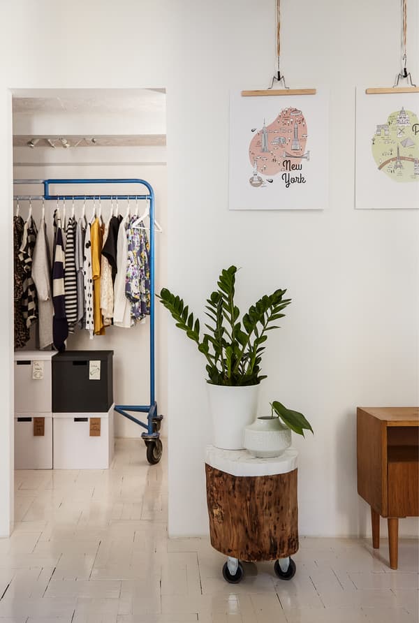 Hangers make it easy to swap prints around.