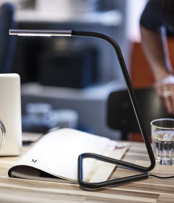 HÅRTE Lampe de travail à DEL, noir, gris argent