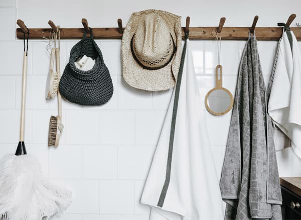 Hooks make bathroom essentials easy to reach