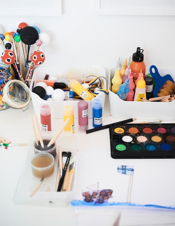 Ida’s arts and crafts station at her desk.