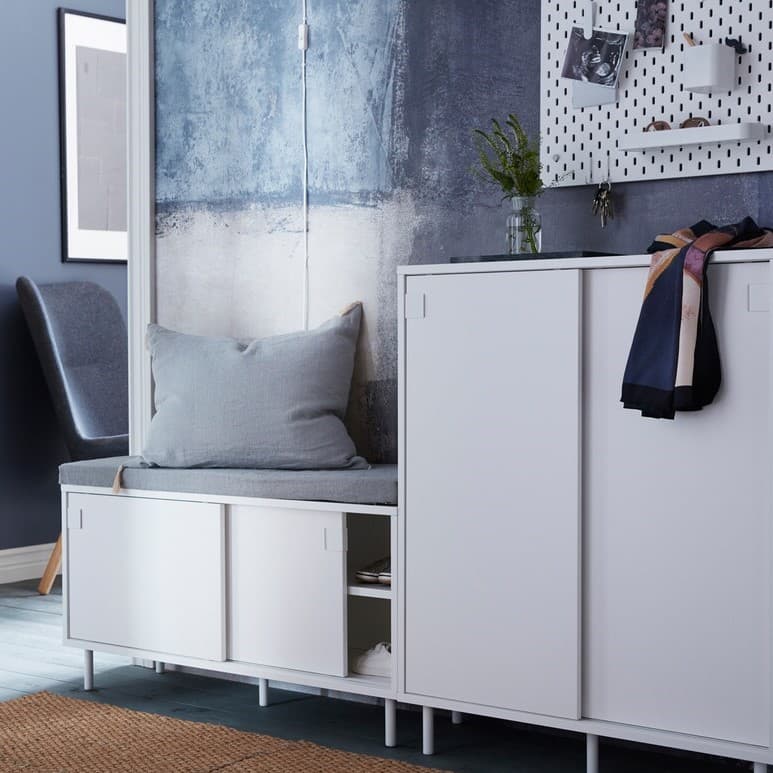 Ideas for a minimalist family hallway.