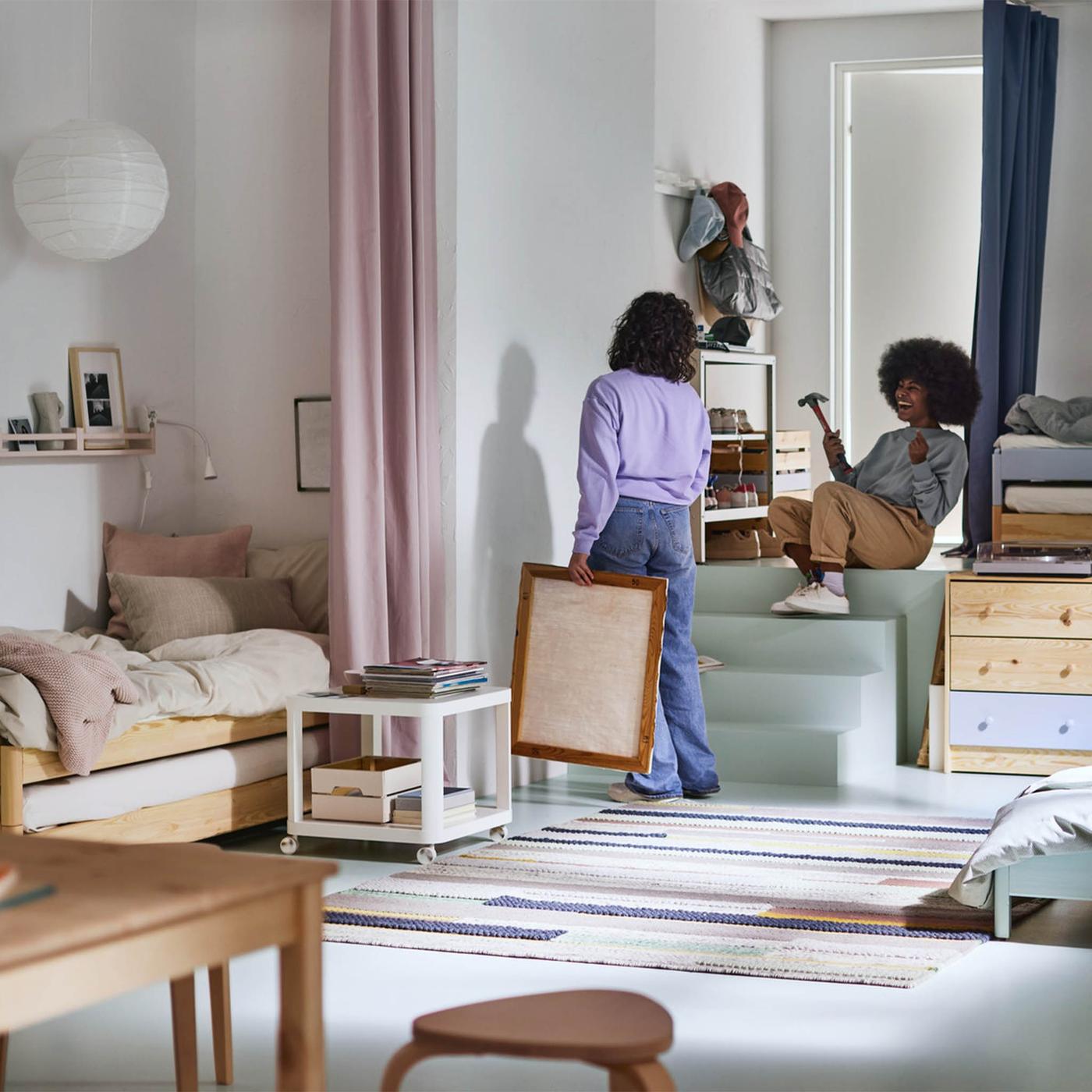 Ideas for sharing a small space with roommates.