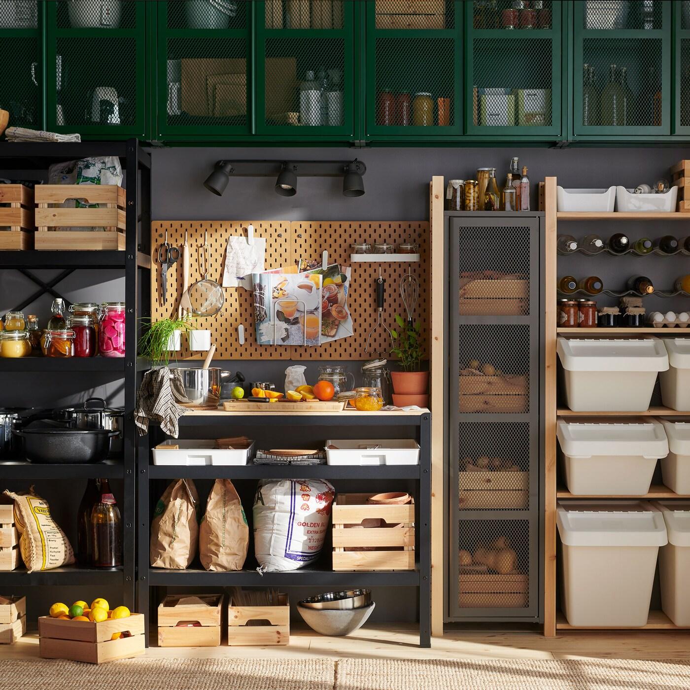 Ideas on a pantry with room for resourcefulness.