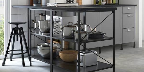 IKEA ENHET Küchensystem - offene schwarze Kücheninsel