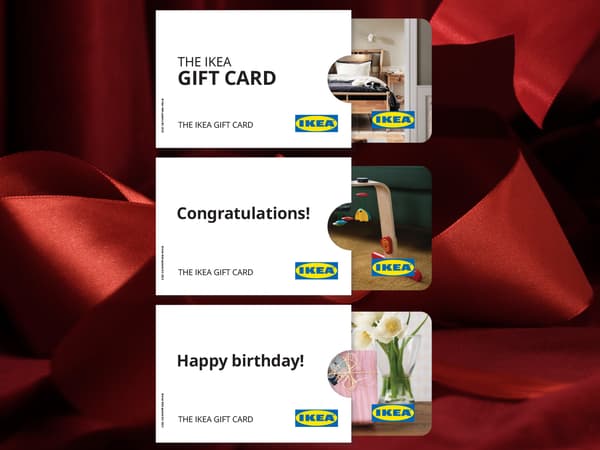 IKEA gift card with customised messages, such as 