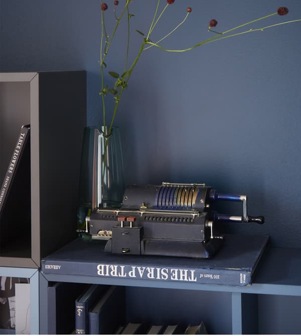 IKEA has lots of home decor ideas like using INTAGANDE carafe in light green glass to hold a tall, thin stem. Put it up high, so it’s an eye-catcher that won’t get knocked over when friends come around.