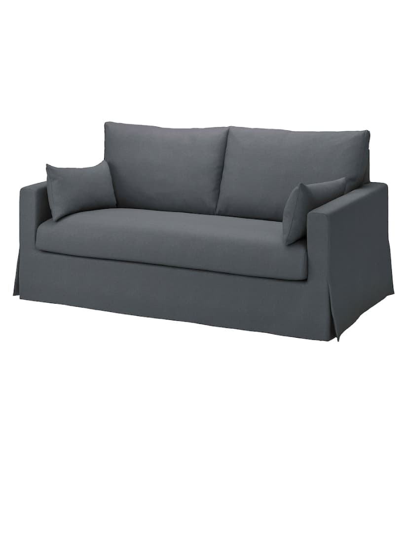 IKEA HYLTARP 2 seater sofa in Gransel grey sofa cover with skirted sofa cover