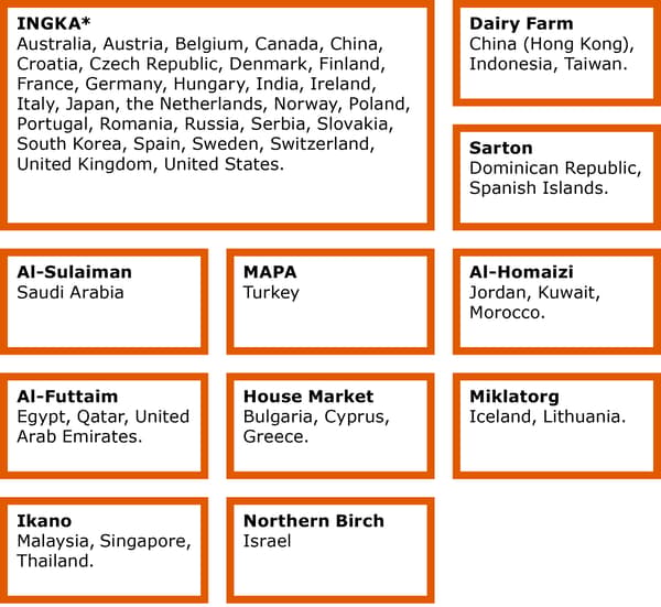 IKEA is one brand, but consists of many different companies and franchisees.