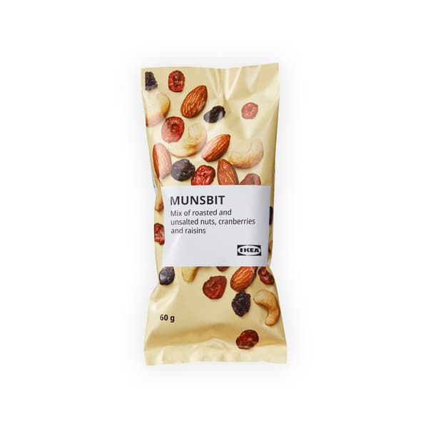 IKEA Singapore's Swedish Food Market nuts & chips  — MUNSBIT mix of roasted nuts, cranberries and raisins, unsalted, 60g