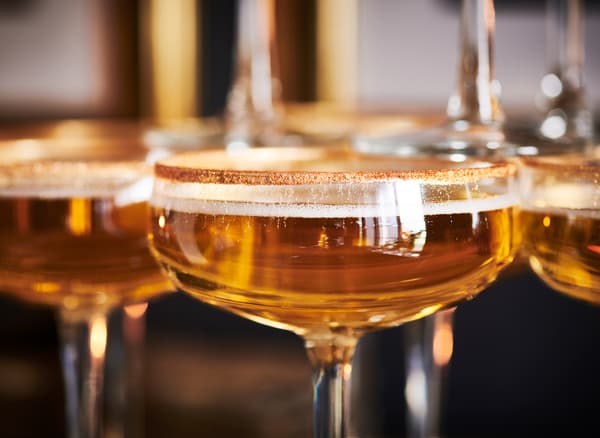 IKEA STORHET champagne coupes can be adorned with edible gold for a super luxurious look.