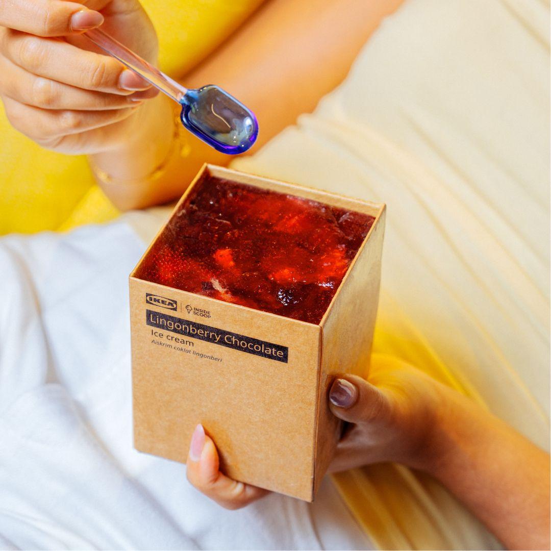 IKEA X Inside Scoop: Lingonberry Chocolate ice cream in a pint