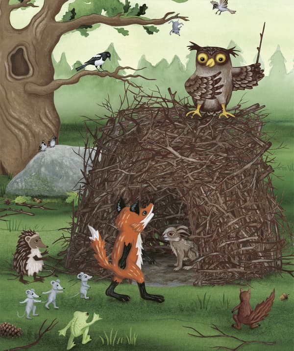 Illustration colorée d'animaux de la forêt.