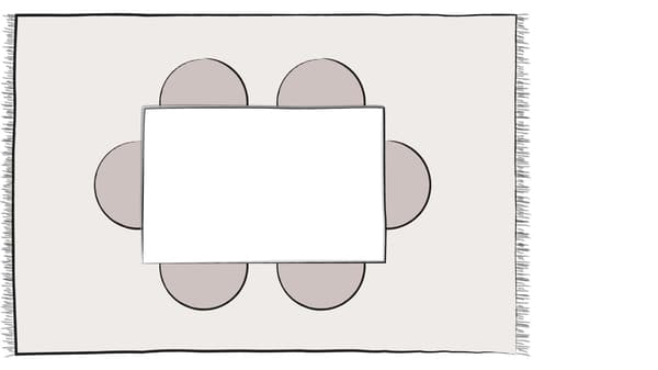 illustration de tapis 6 x 9 pour ensemble de salle à manger