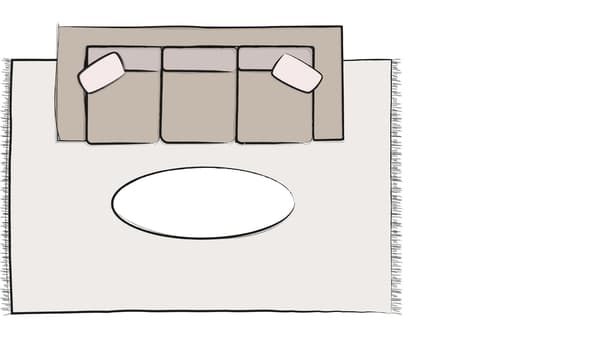 illustration d'un tapis 6 x 9 pour canapé