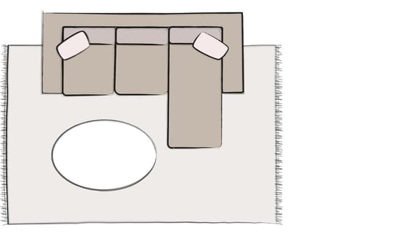 illustration d'un tapis 6 x 9 pour causeuses avec méridienne