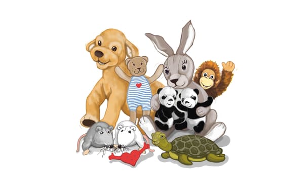 Illustration d’une collection d'animaux en peluche.