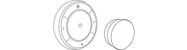 Illustration of three IKEA Home smart remote controls.