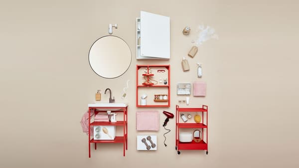 Image of IKEA bathroom products placed separately