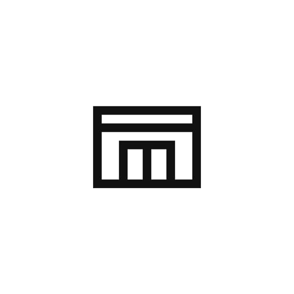 Imagen blanca con logo de tienda con bordes negros