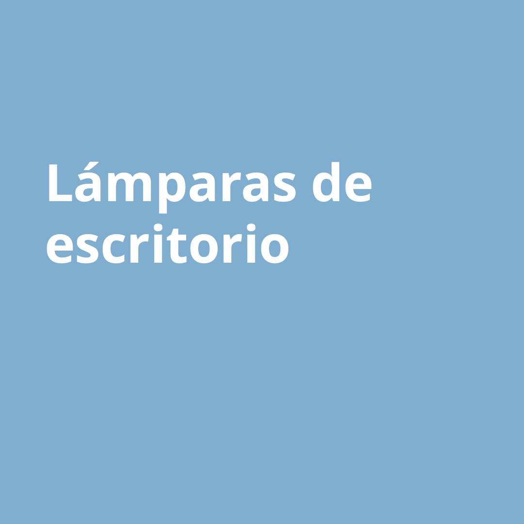 Imagen celeste con palabras "Lámparas de escritorio"