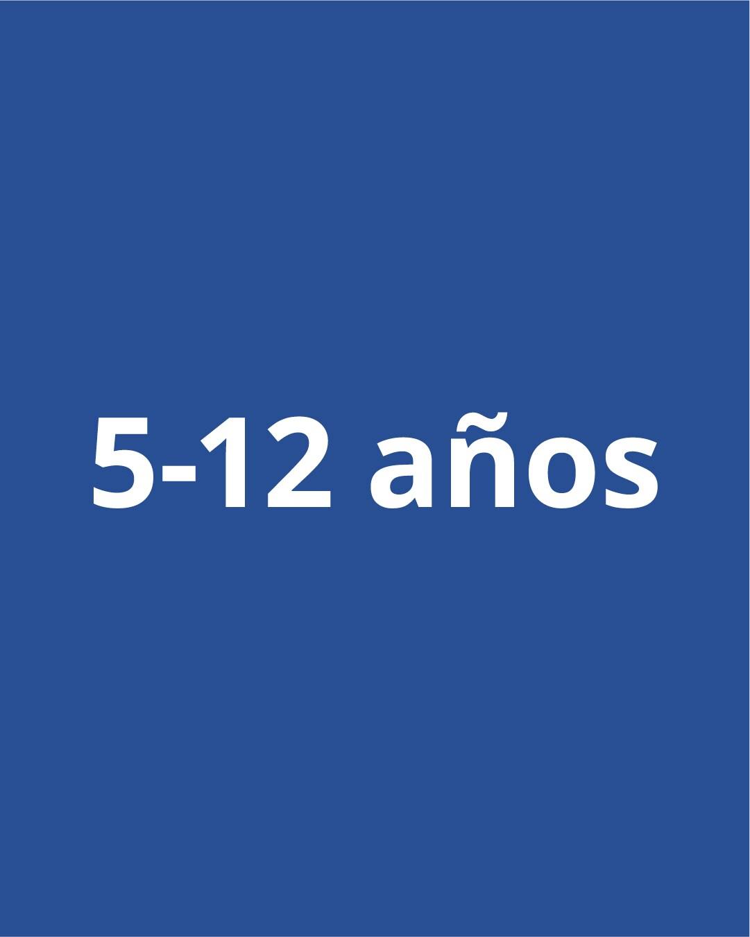 Imagen de fondo azul con el texto "5-12 años".