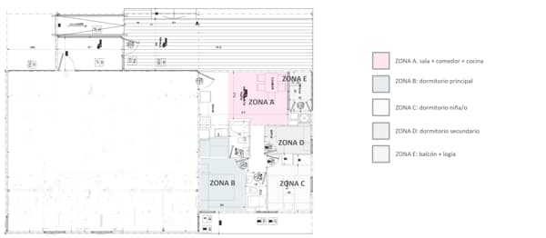 Imagen de un plano del proyecto Villa Panamericana. Muestra las zonas con colores.
